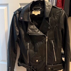 Michael Kors Black Leather Biker Jacket